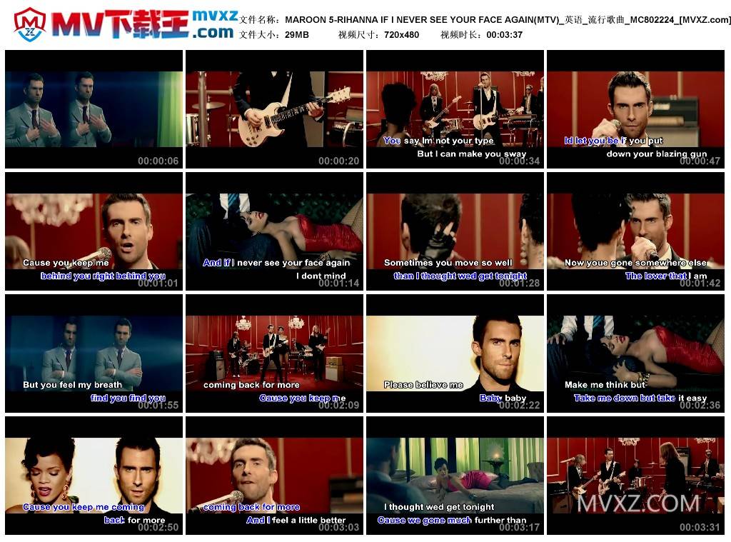 MAROON 5-RIHANNA IF I NEVER SEE YOUR FACE AGAIN(MTV)_英语_流行歌曲_MC802224